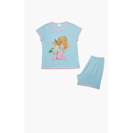 Πυτζάμα Παιδική Καλοκαιρινή Minerva Princess Σιέλ 61974-181 Μέγεθος - No8