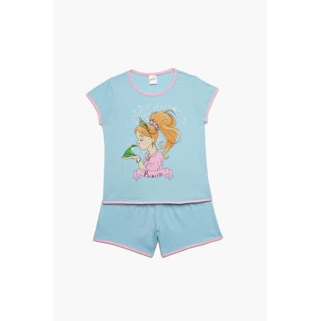 Πυτζάμα Παιδική Καλοκαιρινή Minerva Princess Σιέλ 61974-181 Μέγεθος - No10