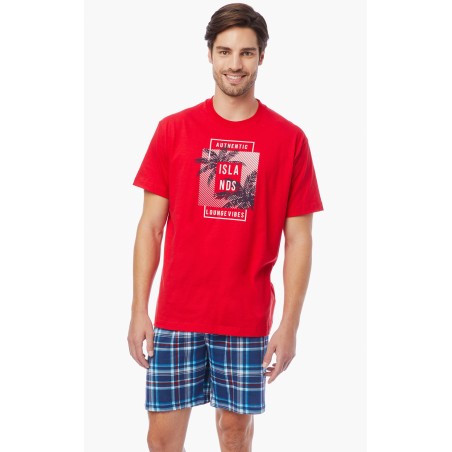 Πυτζάμα Ανδρική Καλοκαιρινή Minerva Islands Κόκκινο 70981-118 Μέγεθος - Medium