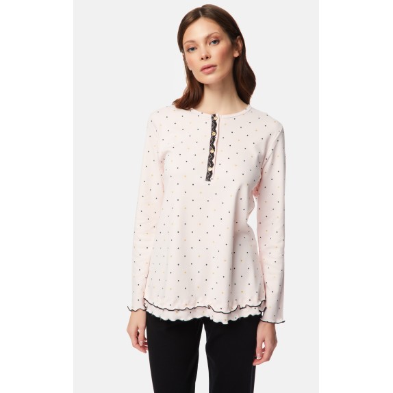 Πυτζάμα Γυναικεία Χειμερινή Minerva Dots Pink/Heart...