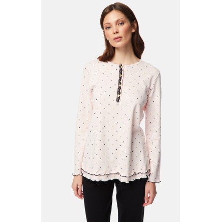 Πυτζάμα Γυναικεία Χειμερινή Minerva Dots Pink/Heart 52202-136 Μέγεθος - 3XL