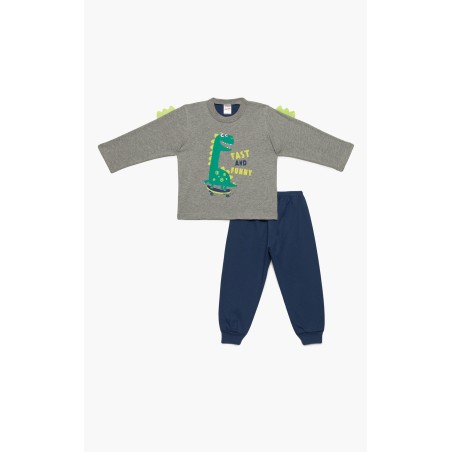 Πυτζάμα Βρεφική Χειμερινή Minerva Fast Dino Γκρι 62002-023 Μέγεθος - No3