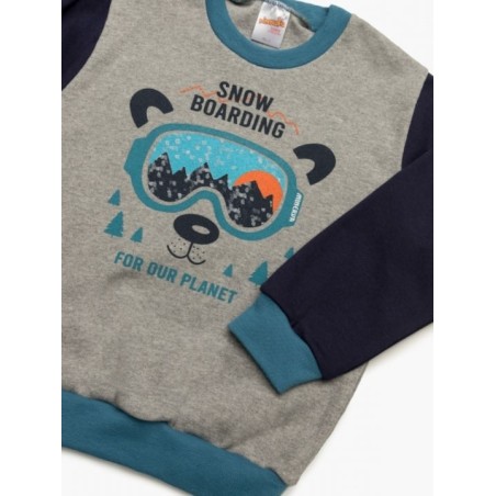 Πυτζάμα Βρεφική Χειμερινή Minerva Snow Adventure Grey/Navy Blue 62004-023 Μέγεθος - No1