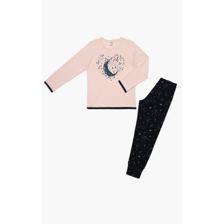 Πυτζάμα Παιδική Χειμερινή Minerva Sweet Dreams Ροζ/Πούδρα 62026-678 Μέγεθος - No6