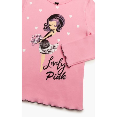 Πυτζάμα Παιδική Χειμερινή Minerva Lovely Girl Ροζ/Μαύρο 62028-035 Μέγεθος - No10