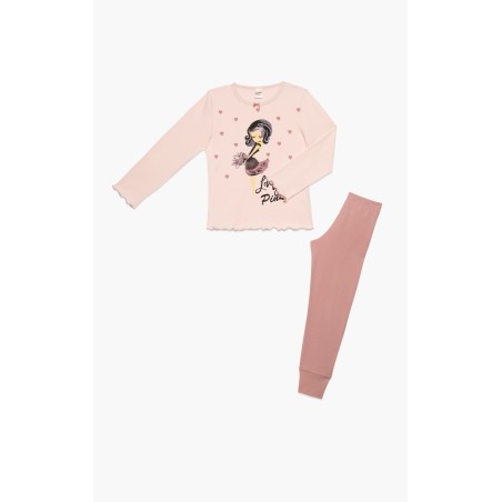 Πυτζάμα Παιδική Χειμερινή Minerva Lovely Girl Ροζ/Σομόν 62028-060 Μέγεθος - No8