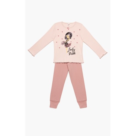 Πυτζάμα Παιδική Χειμερινή Minerva Lovely Girl Ροζ/Σομόν 62028-060 Μέγεθος - No14