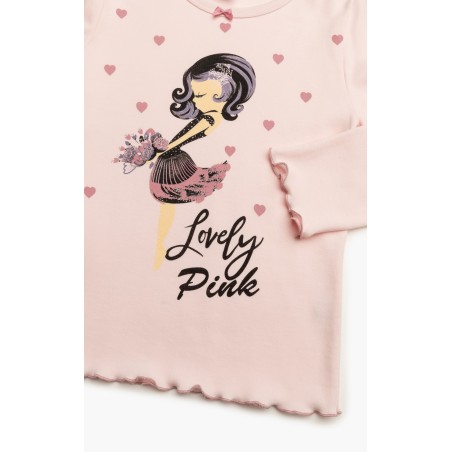Πυτζάμα Παιδική Χειμερινή Minerva Lovely Girl Ροζ/Σομόν 62028-060 Μέγεθος - No14