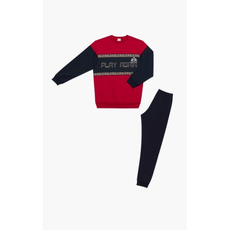 Πυτζάμα Παιδική Χειμερινή Φούτερ Minerva Play Again Red/Navy Blue 62065-018 Μέγεθος - No8