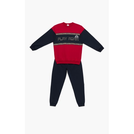 Πυτζάμα Παιδική Χειμερινή Φούτερ Minerva Play Again Red/Navy Blue 62065-018 Μέγεθος - No8