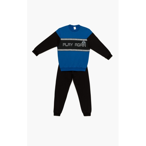 Πυτζάμα Παιδική Χειμερινή Φούτερ Minerva Play Again Blue...