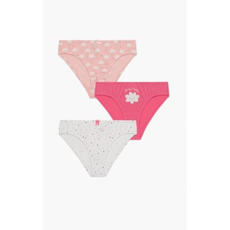 Σετ Παιδικά Σλιπάκια για Κορίτσι 3 Τεμαχίων Minerva Happy Clouds Fuchsia-Pink-Ecru 42213-020 Μέγεθος - No12