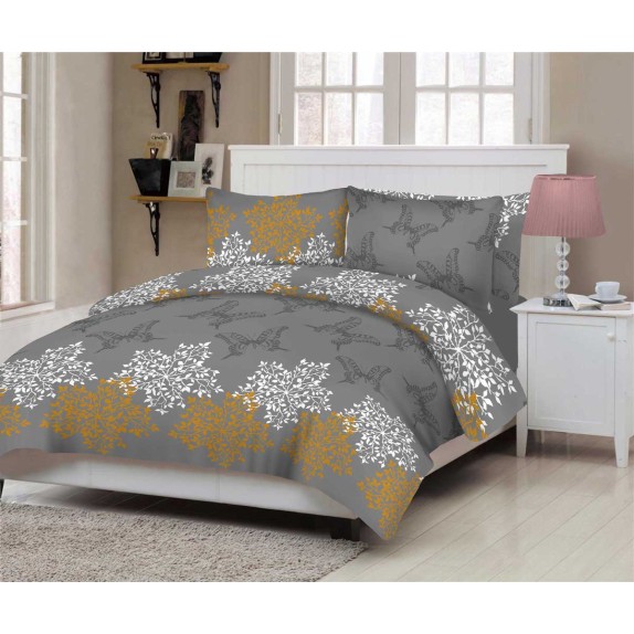 Σετ Κουβερλί Le Blanc Premium Butterfly Grey Υπέρδιπλο...