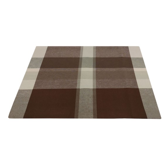 Τραπεζομάντηλο ΚΟΜΒΟΣ Λονέτα Υφαντό Καρό Brown-Beige 140x140