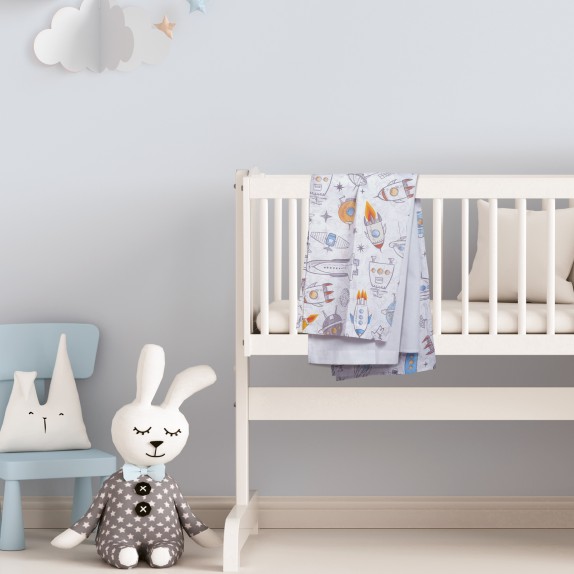 Σετ Σεντόνια Λίκνου 2 Τεμαχίων Das Baby Fun 4877 Γκρι-...