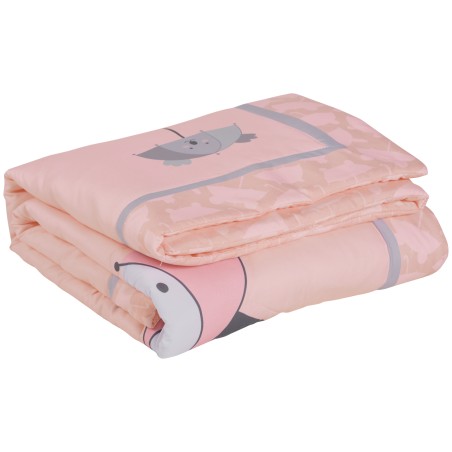 Κουβερλί Das Baby Fun 4878 Γκρι- Λευκό- Ροζ 110x150