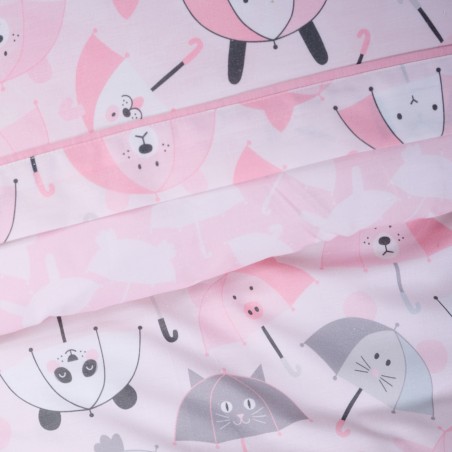 Σετ Παιδική Παπλωματοθήκη Μονή 2 Τεμαχίων Das Kids 4878 Γκρι- Λευκό- Ροζ 160x240