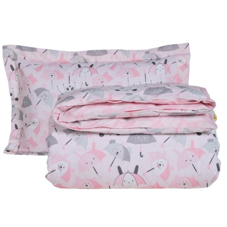 Σετ Παιδική Παπλωματοθήκη Μονή 2 Τεμαχίων Das Kids 4878 Γκρι- Λευκό- Ροζ 160x240