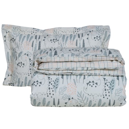 Σετ Παιδική Παπλωματοθήκη Μονή 2 Τεμαχίων Das Kids 4879 Γκρι- Πράσινο- Σομόν 160x240