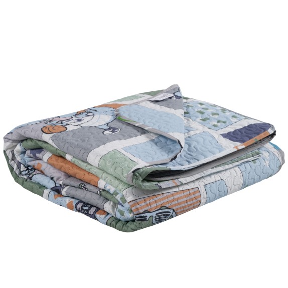 Παιδικό Κουβερλί Μονό Das Kids 4874 Γκρι- Μπλε- Χακί 160x240