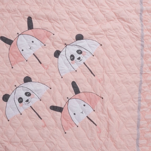 Παιδικό Κουβερλί Μονό Das Kids 4878 Γκρι- Λευκό- Ροζ 160x220