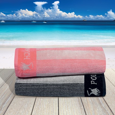 Πετσέτα Θαλάσσης Greenwich Polo Club 90x170 3887 Εκρού- Κοραλλί