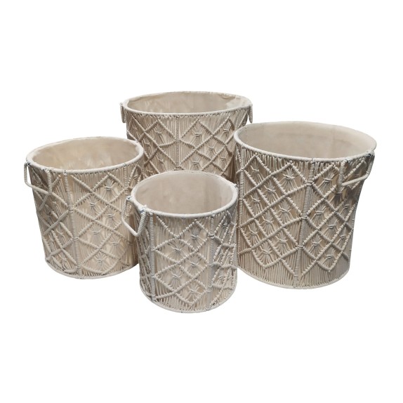 Σετ Καλάθια Macrame 4τεμ ΚΟΜΒΟΣ 100% Βαμβάκι Natural...