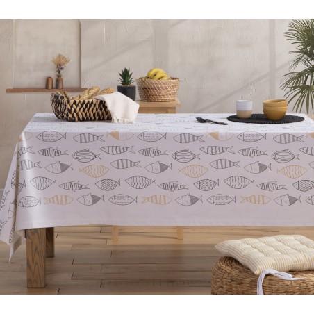 Αλέκιαστο Τραπεζομάντηλο Nef-Nef Fish Style 140x240 Ecru