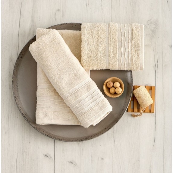 Σετ Πετσέτες 3 Τεμαχίων Sb Home Evelyn Cream