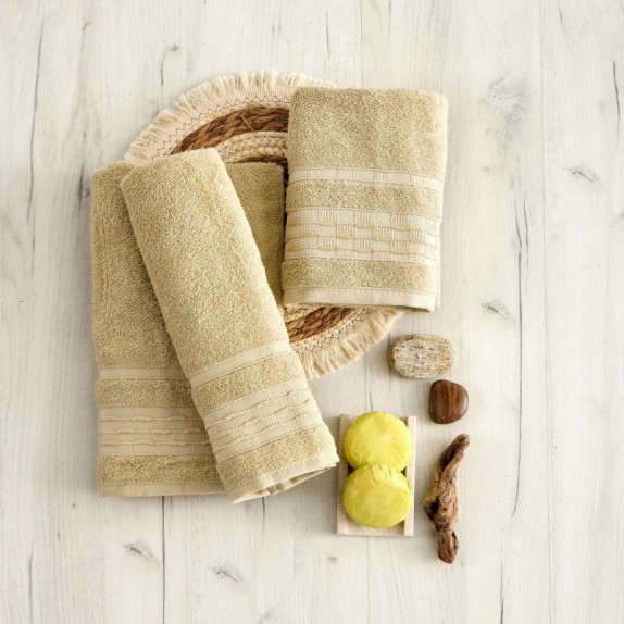 Σετ Πετσέτες 3 Τεμαχίων Sb Home Evelyn Beige