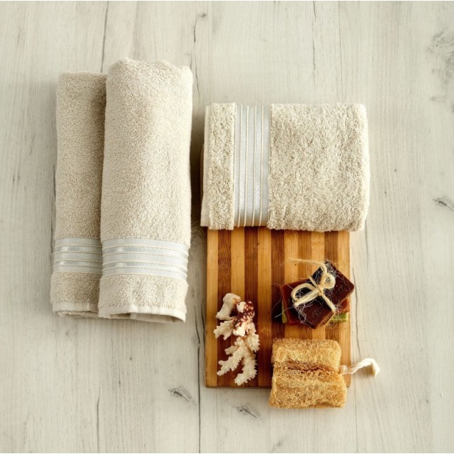 Σετ Πετσέτες 3 Τεμαχίων Sb Home Amira Cream