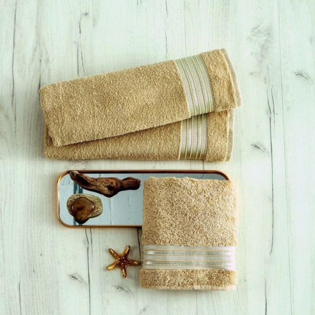 Πετσέτα Προσώπου Sb Home Amira Beige 50x90