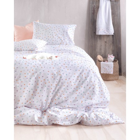 Σετ Παιδική Παπλωματοθήκη Ημίδιπλη 2 Τεμαχίων Rythmos Tiny Heart Λευκό 160x250