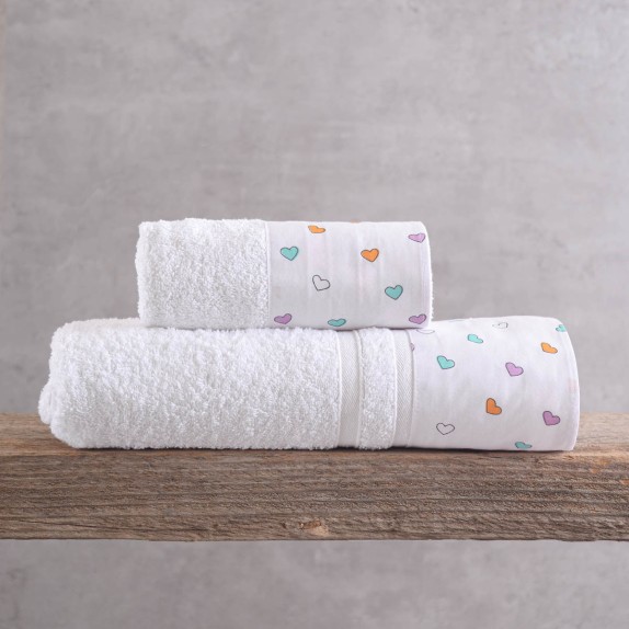 Σετ Βρεφικές Πετσέτες 2 Τεμαχίων Rythmos Tiny Heart Λευκό
