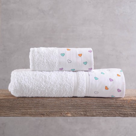 Σετ Βρεφικές Πετσέτες 2 Τεμαχίων Rythmos Tiny Heart Λευκό