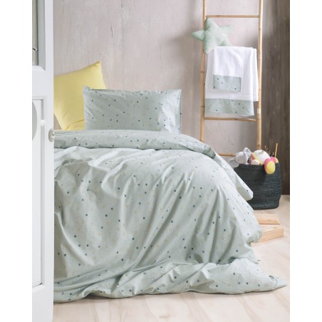 Σετ Σεντόνια Ημίδιπλα με Λάστιχο 3 Τεμαχίων Rythmos Blaze Πρασινο 160x260