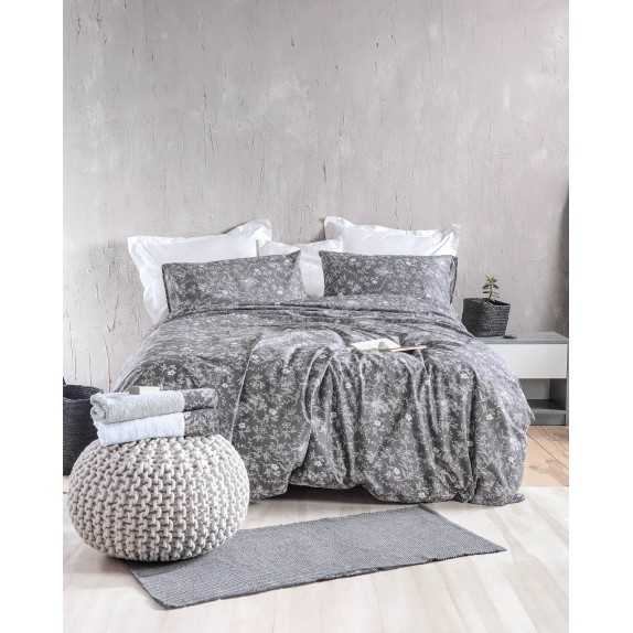 Σετ Σεντόνια Ημίδιπλα 3 Τεμαχίων Rythmos Ortensia Γκρι...