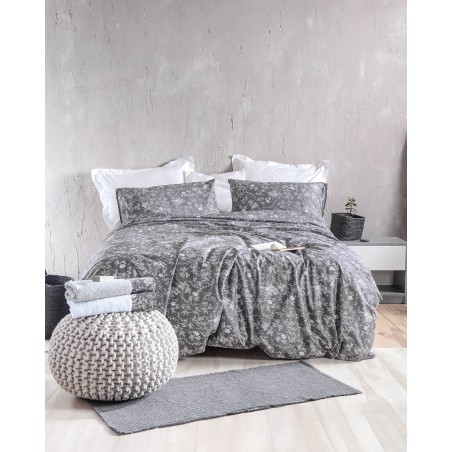 Σετ Σεντόνια Ημίδιπλα 3 Τεμαχίων Rythmos Ortensia Γκρι 160x260