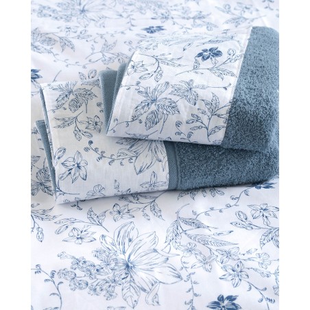 Σετ Σεντόνια King Size 4 Τεμαχίων Rythmos Ortensia Μπλε 270x290