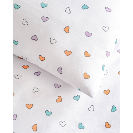 Σετ Σεντόνια King Size 4 Τεμαχίων Rythmos Tiny Heart Λευκό - 270x290