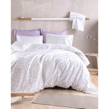 Σετ Σεντόνια King Size 4 Τεμαχίων Rythmos Blaze Λευκό - 270x290