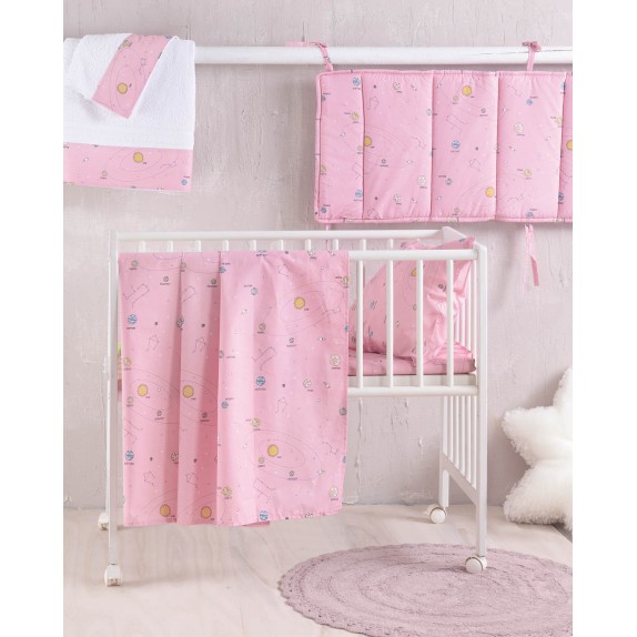 Σετ Σεντόνια Κούνιας 3 Τεμαχίων Rythmos Venus Ροζ 120x160