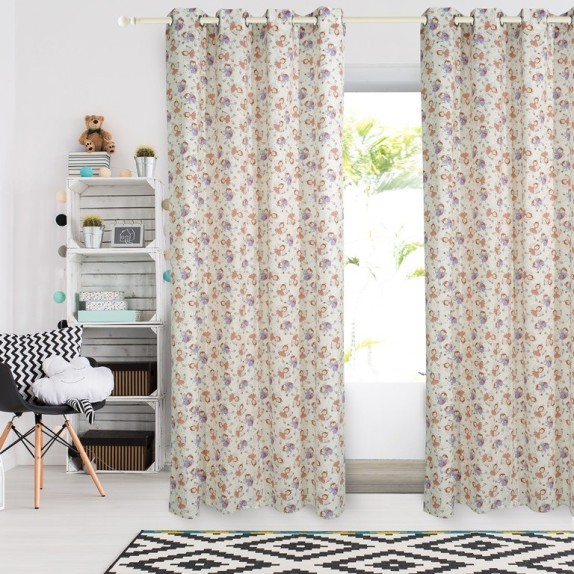 Κουρτίνα-κρικους 140χ260 Σομων-λιλα-εκρου 2139 Das Home