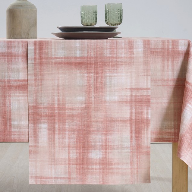 Τραπεζομάντηλο Dimeco 135x135 Check Salmon