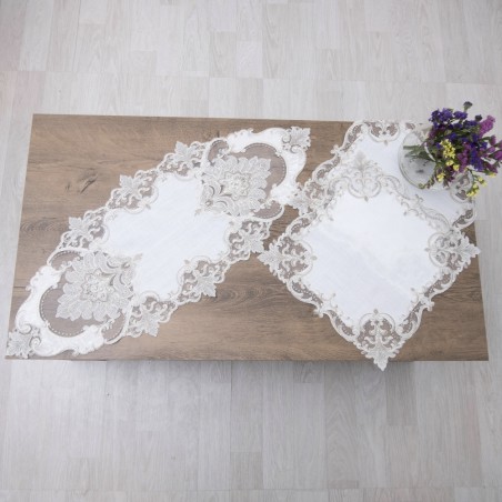 Σετ 5 Τεμ. Τραπεζοκαρέ/Καρέ/Σεμέν/Πετσετάκια Dimeco 2134 Ecru