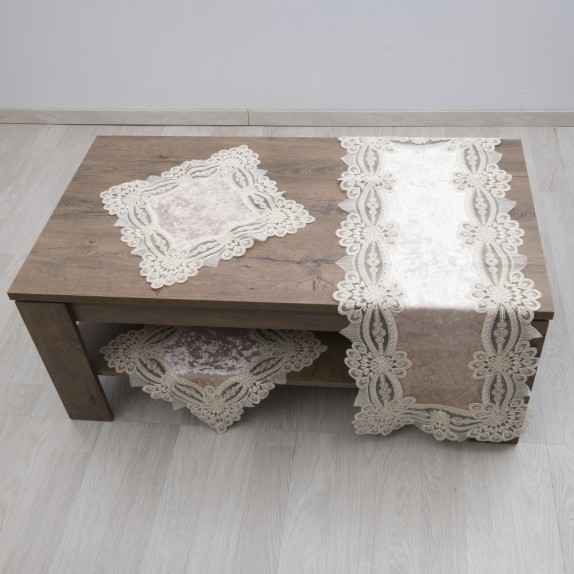 Σετ Σεμέν/Πετσετάκια 3Τμχ Dimeco 9131 Beige