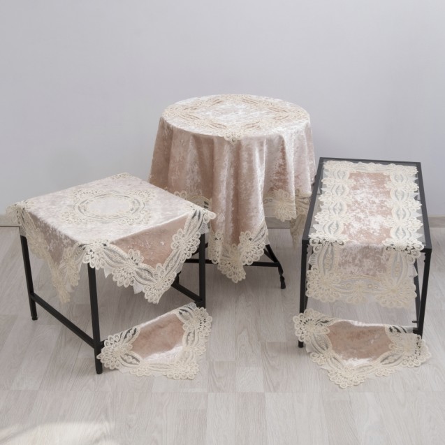 Σετ Σεμέν/Πετσετάκια 3Τμχ Dimeco 9131 Beige