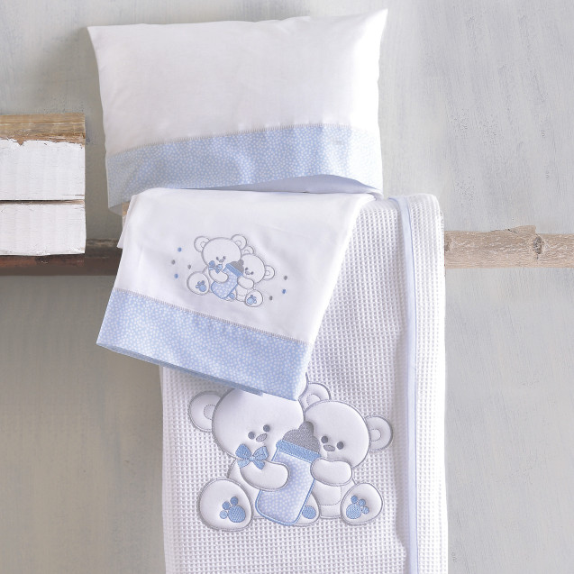 Κουβέρτα Πικέ Κούνιας Rythmos Cuddles Σιέλ120x150