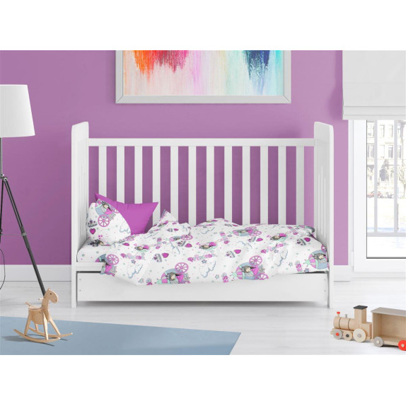 Παπλωματοθήκη Dimcol Princess 389 120x160 White-Lila