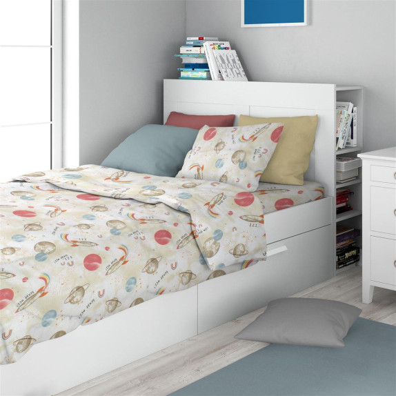Σεντόνια Εμπριμέ Σετ 2 τεμ kids Spaceship 186 160x240 Beige